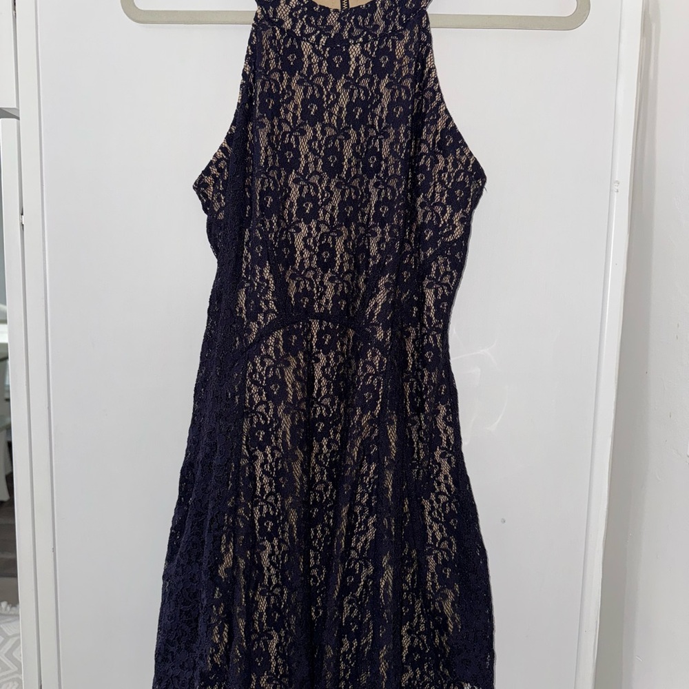 Elegant Navy Lace Dress